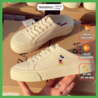 (Fullbox) Giày Sục Mickey Thể Thao Nữ Đẹp Dây Buộc Đế Độn 3p