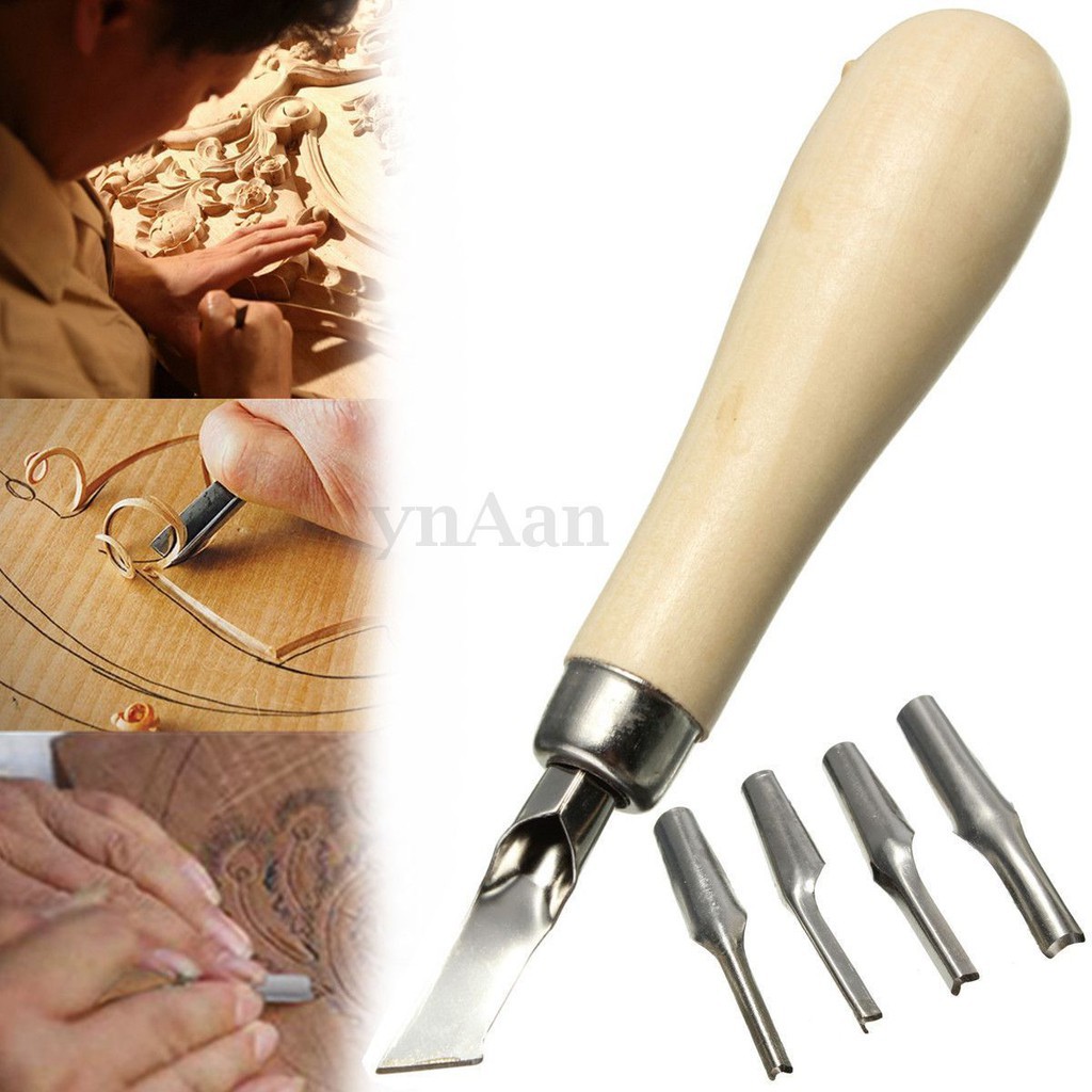 Dụng cụ mài khắc cắt tem cao su lino với 5 đầu mài thay thế tiện lợi dành cho làm đồ thủ công