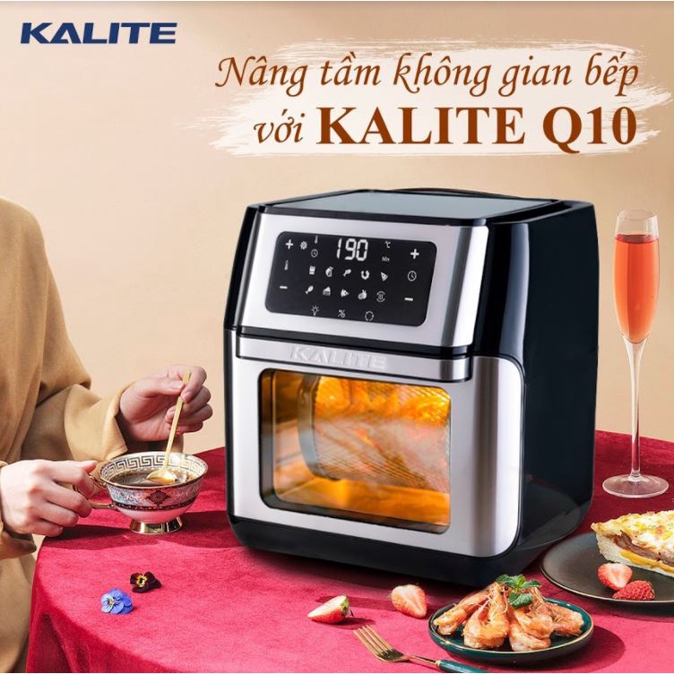 Nồi Chiên Không Dầu Kalite Q10, Dung tích 10L, Phiên bản mới không ồn, Thay thế 09 loại thiết bị bếp, An toàn, Melima