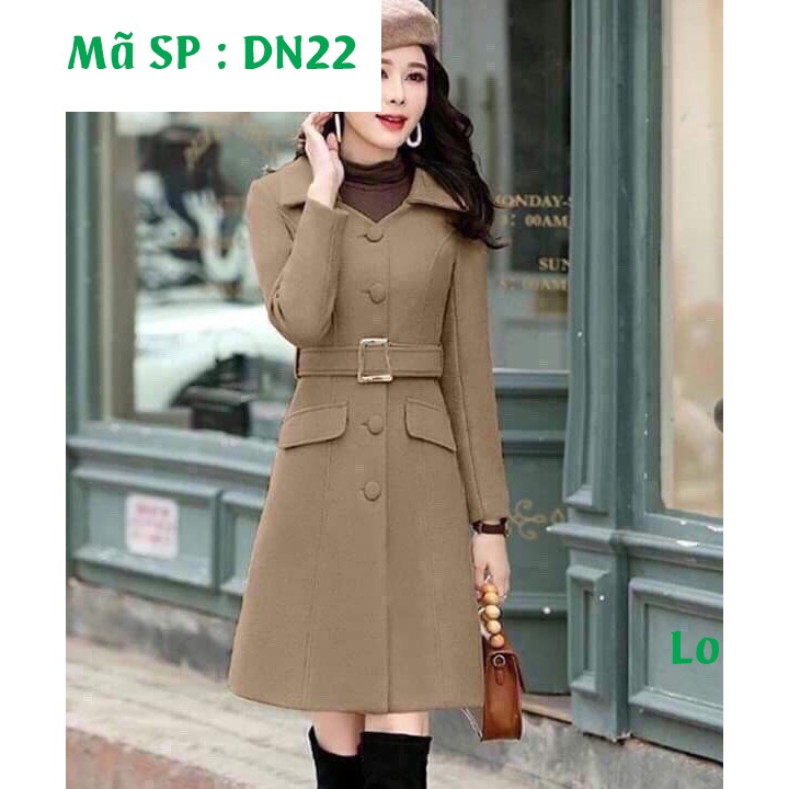 Áo khoác nữ dáng dài cổ bẻ kèm nịt túi giã sang chảnh DN22 thoitranghd com
