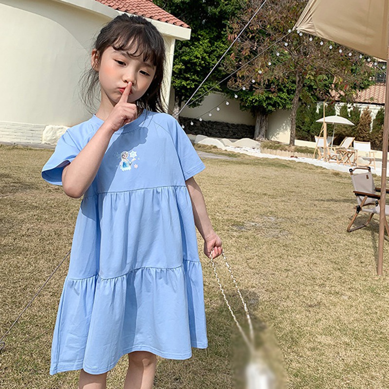 Đầm Công Chúa Mùa Hè Tay Ngắn In Họa Tiết Hoạt Hình Cho Bé Gái Se7en