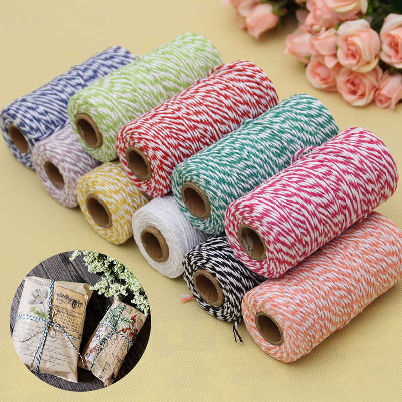 Dây sợi cotton 2 màu trang trí đồ handmade (Sợi 2mm, dài 100mét) - 01 cuộn