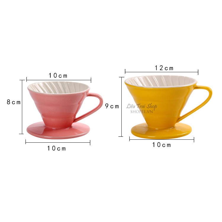 Phễu v60 sứ có quai pha cà phê cafe giấy lọc pour over dip brew