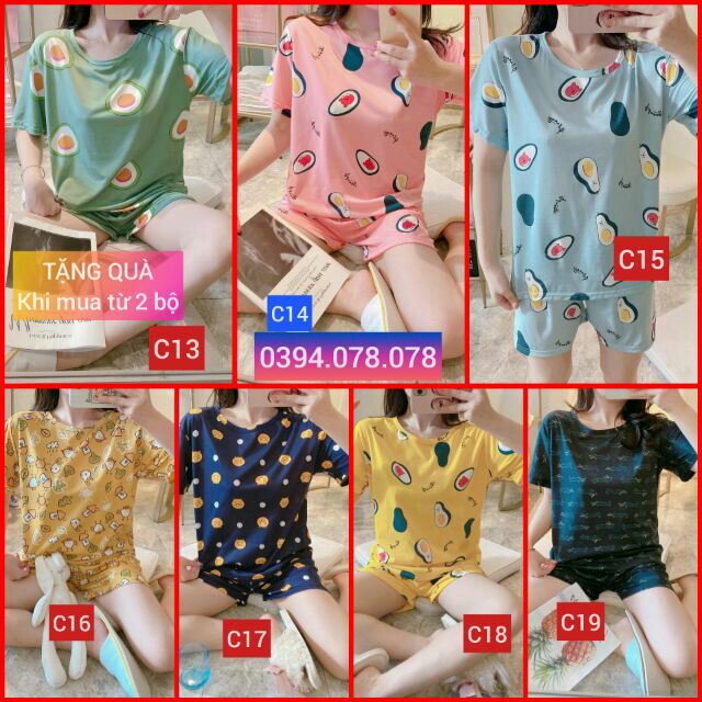Bộ ngủ đùi họa tiết xinh xắn hàng Quảng Châu