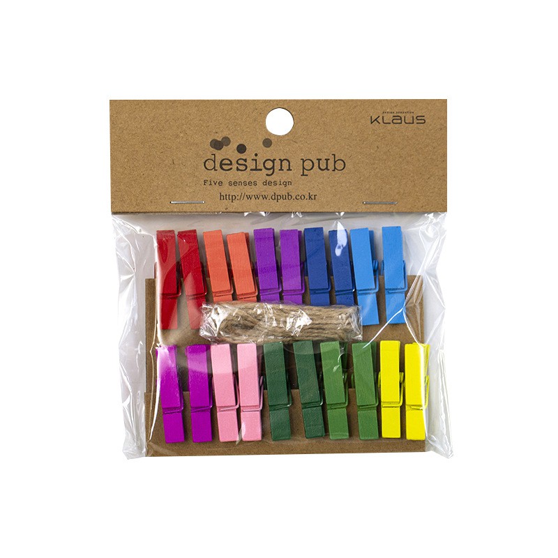 Set 20 Kẹp Gỗ Thông Size 35mm Tặng Kèm Dây Thừng