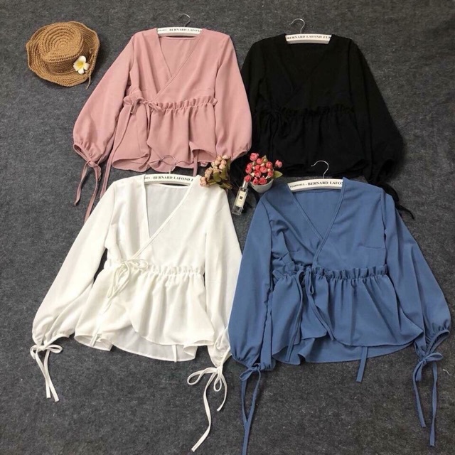 Áo kiểu Ribbon Top MH chất lụa mềm mịn