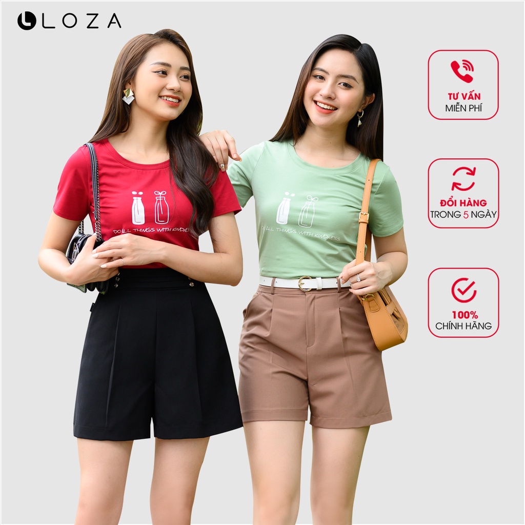 Áo phông nữ LOZA cổ tròn chất thun cotton mềm mát - PT04119