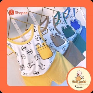 [XẢ KHO] Bộ ba lỗ Kwoo⚡️ 𝐅𝐑𝐄𝐄 𝐒𝐇𝐈𝐏⚡️Bộ 3lỗ Kwoo túi in phồi quần mầu cho bé trai + bé gái [7-16Kg]