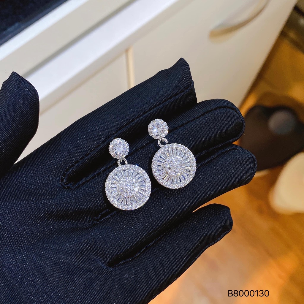 Bông Tai Tròn Hoa Bồ Công Anh Tòn Ten Màu Trắng - Bông Tai Bạc Ta K34 - Trang Sức Queen - 1024468 - 140