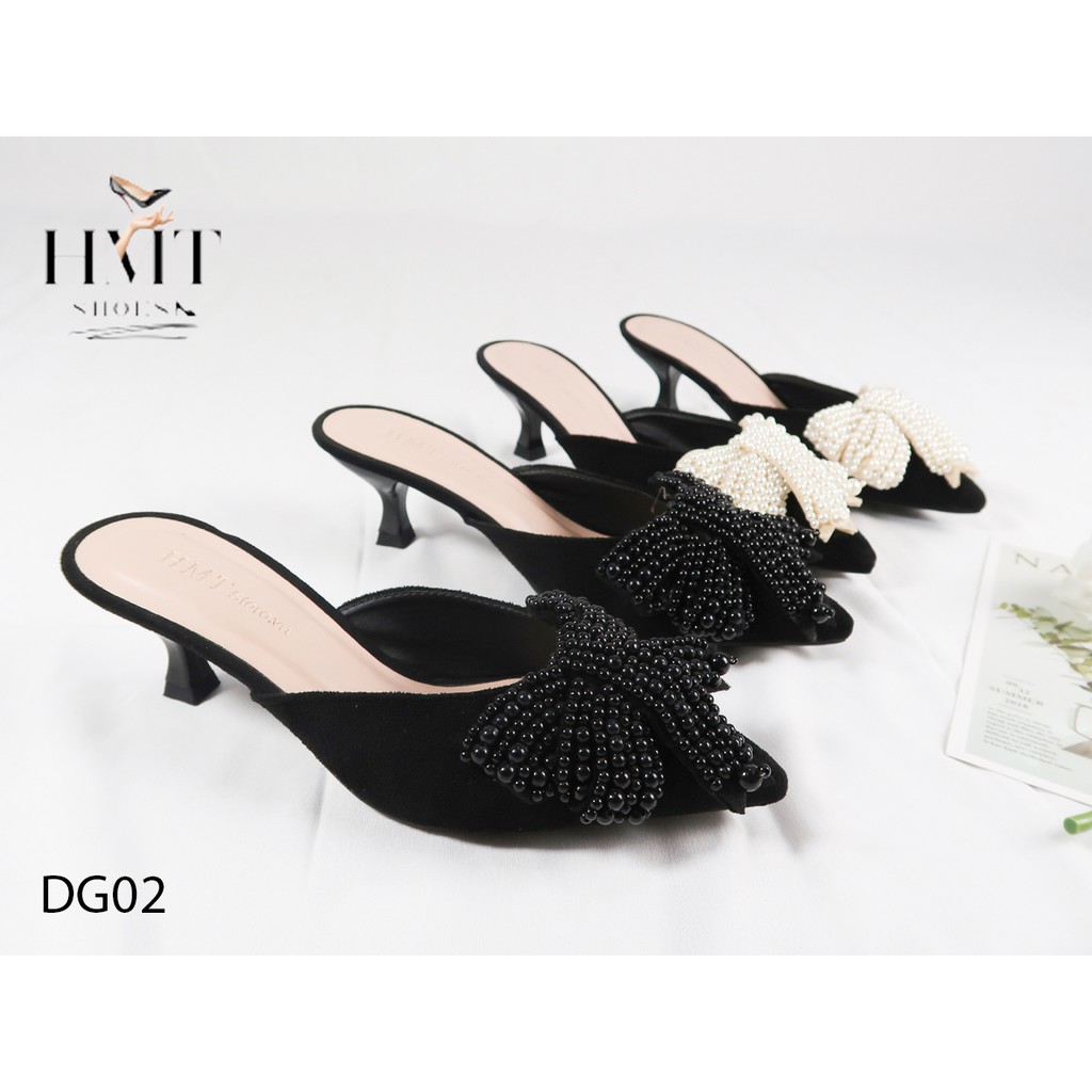 Dép Mules 3 phân nơ to HMTShoes DG02