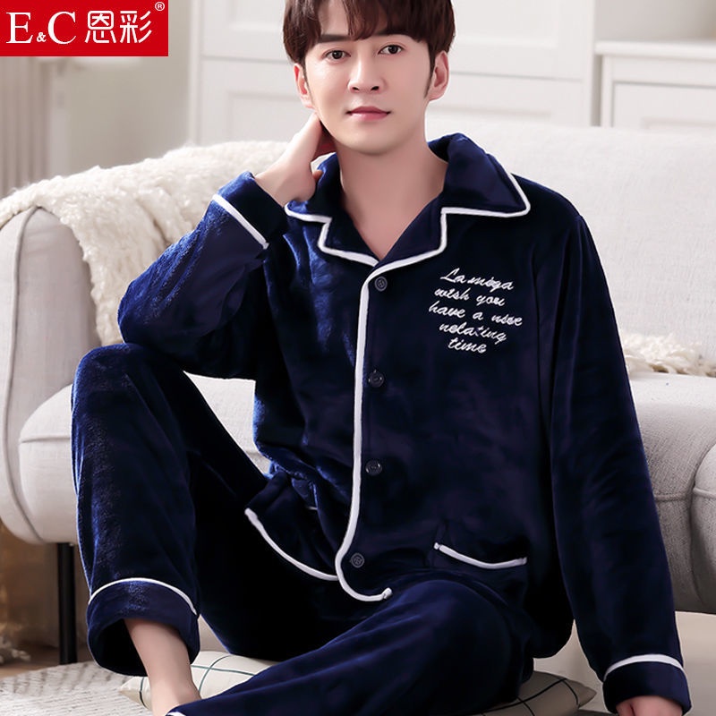 Bộ đồ ngủ chất nhung dày dặn giữ ấm thời trang thu đông cho nam