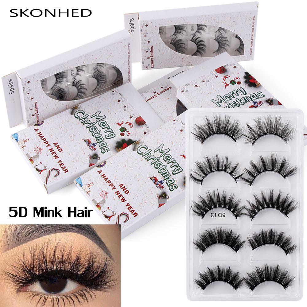 Xiantin Set 5 Cặp Hộp Đựng Lông Mi Giả SKONHED Phong Cách Giáng Sinh