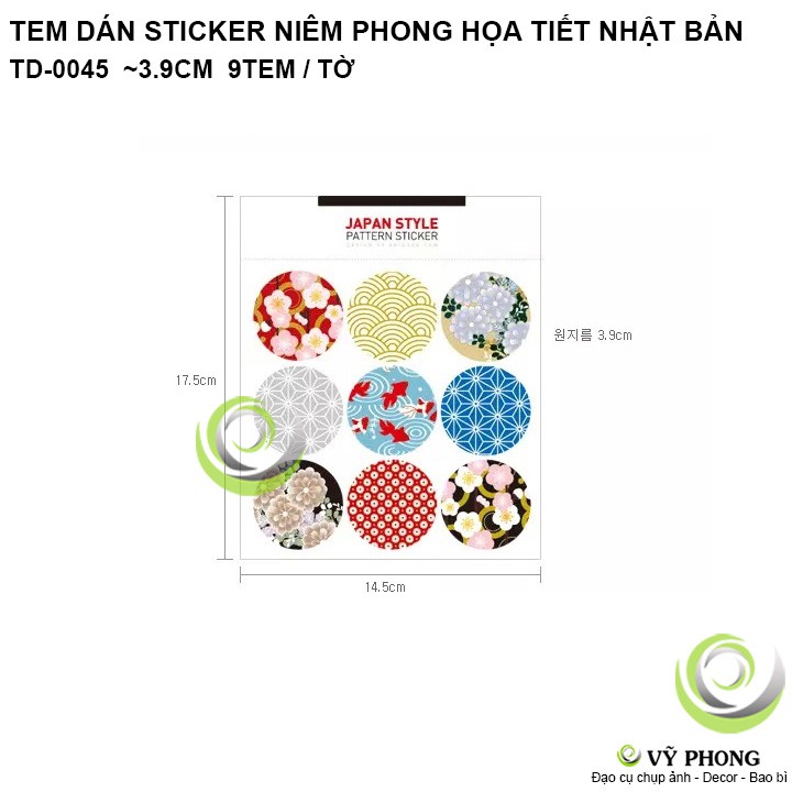 TEM DÁN STICKER DECAL DÁN TRÒN HỌA TIẾT NHẬT BẢN NIÊM PHONG TRANG TRÍ BAO BÌ HỘP QUÀ BÁNH KẸO TD-0045