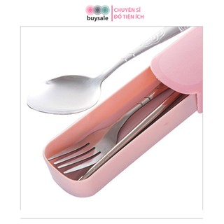 Bộ 3 (Muỗng Đũa Nĩa ixon) có hộp đựng dành cho văn phòng hoặc đi du lịch tiện dụng - BSPK87