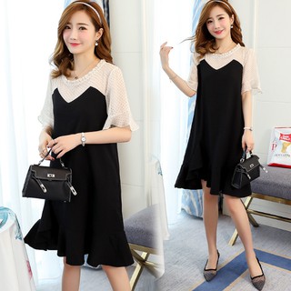 ( XẢ KHO ) Đầm Bầu Đuôi Cá Cổ Nhún Bèo