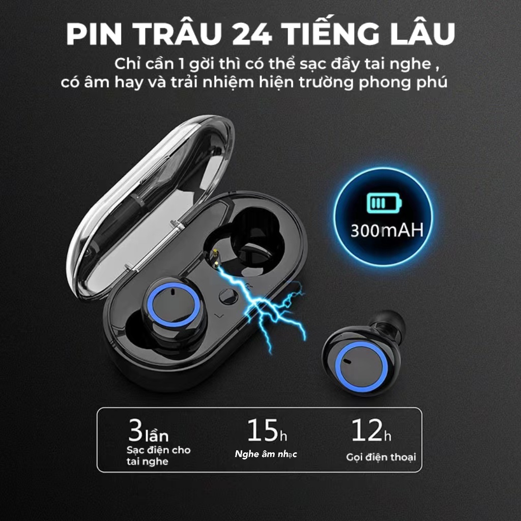 Tai Nghe Bluetooth Chơi game Y50 Không Dây  không có độ trễ Chống Nước giảm Tiếng Ồn và ngoài hình nhỏ