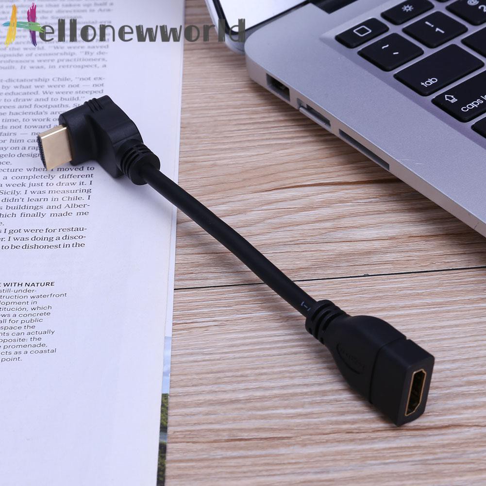 Hellonewworld 15cm 90 Degree Elbow HDMI-compatible Male Port to HDMI-compatible Female Port Extender Cable