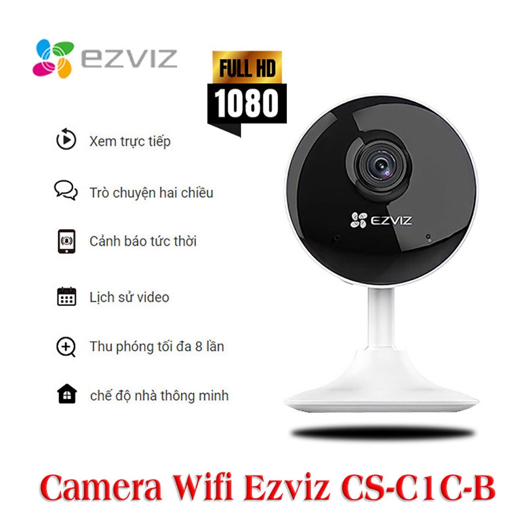 Camera không dây wifi ezviz c1c b kết nối điện thoại đàm thoại 2 chiều hàng chính hãng