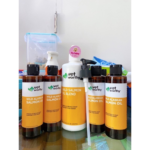 Dầu cá hồi Vet Worthy Salmon Oil cho chó mèo chai 200ml