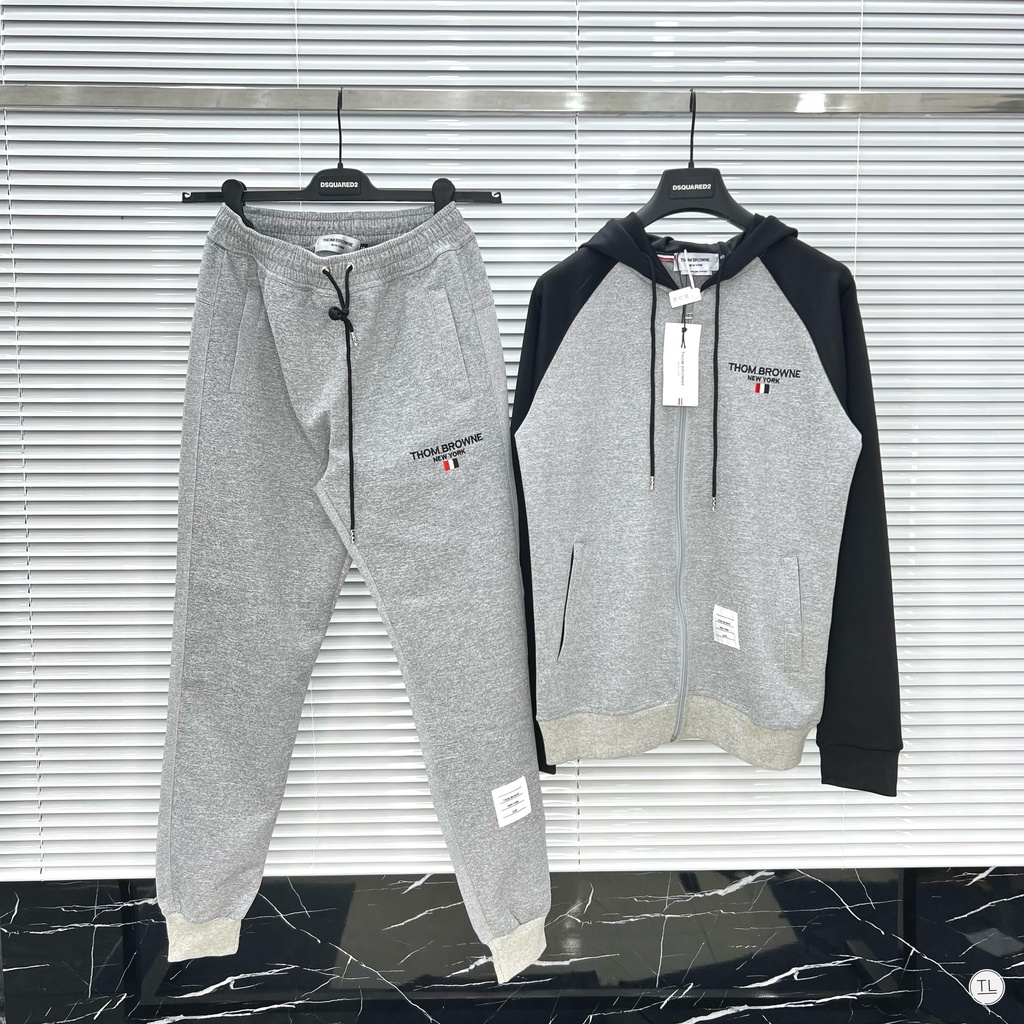 Đồ Bộ Nam Thu Đông THOMBROWNE Phong Cách Thể Thao 3 Màu Trắng Đen Xám