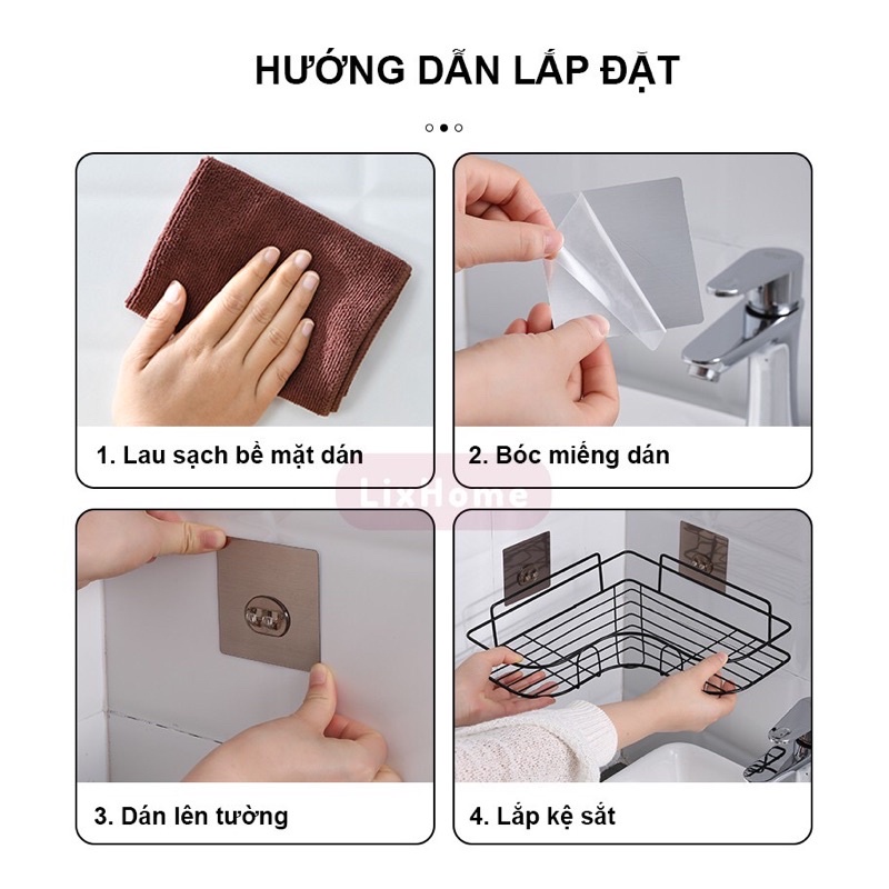 Kệ góc dán tường bằng thép không rỉ siêu chắc trong nhà bếp nhà tắm