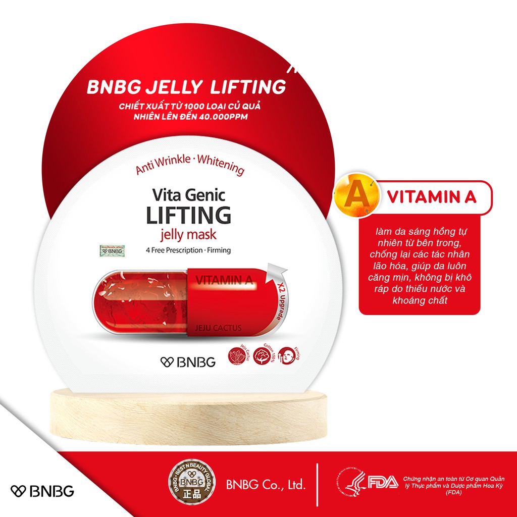 Combo 5 Mặt nạ dưỡng ẩm giúp nâng cơ và săn chắc da BNBG Vita Genic Lifting Jelly Mask (Vitamin A) 30ml x 5