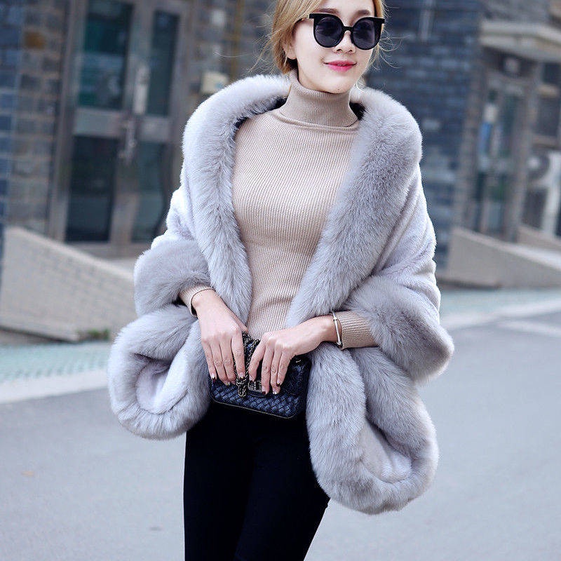 Áo Choàng Giả Lông Thú Thời Trang Thu Đông Sang Trọng Cho Nữ | BigBuy360 - bigbuy360.vn