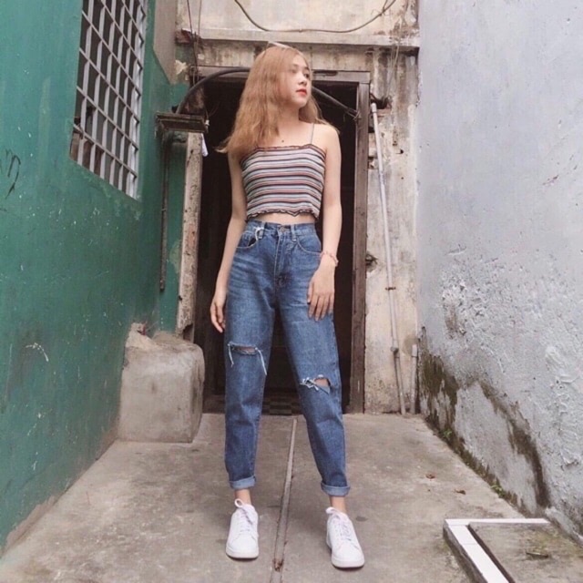 QUẦN BAGGY JEANS CẮT 2 BÊN
