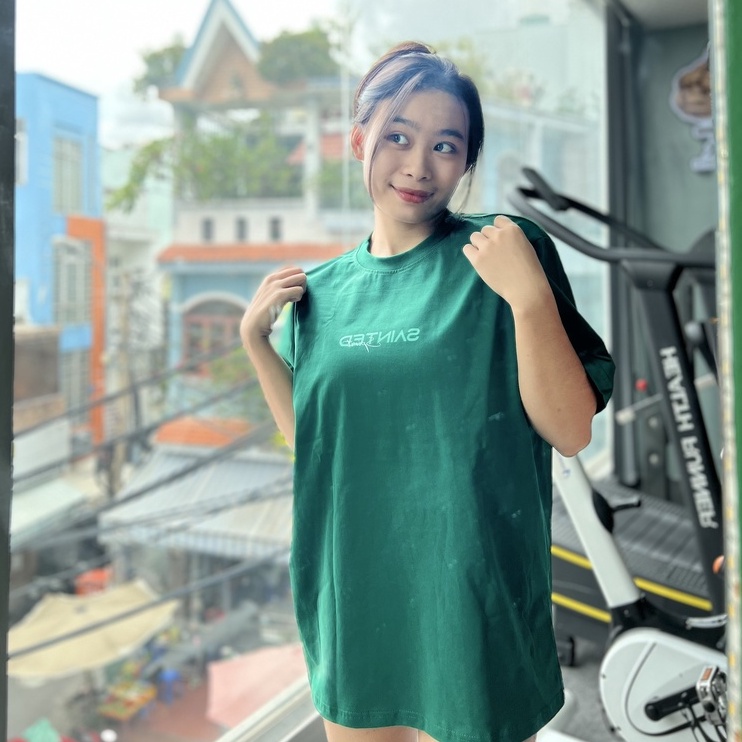 Áo thun oversized Signature SAINTED tay ngắn unisex cotton thoáng mát
