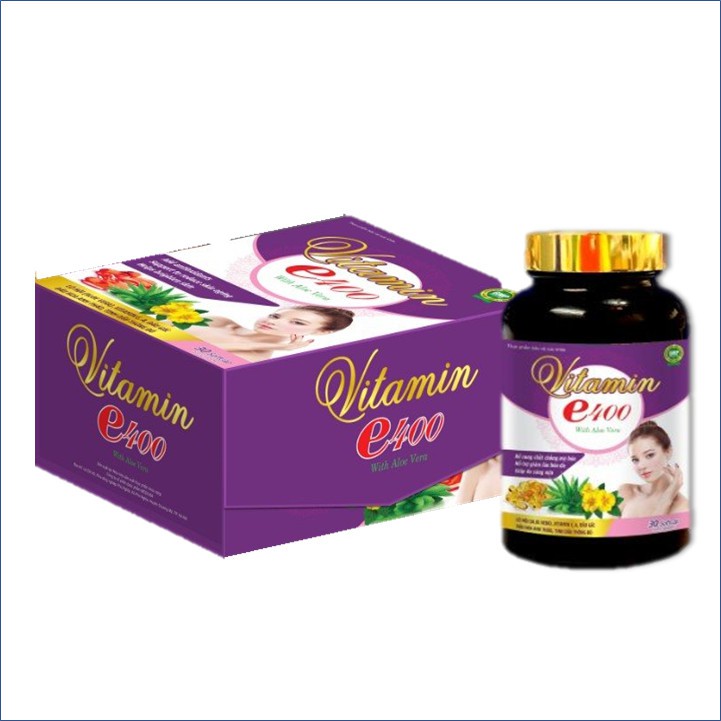 Viên Uống Đẹp Da Vitamin E 400- tinh dầu Hoa Anh Thảo,  Thông Đỏ Giúp Trắng Da, Mờ Nám-hộp 30 viên