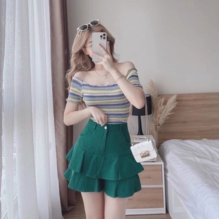 (SHOP nàng béo BIGSIZE 50kg đến 90kg ) váy mini kaki 2 tầng