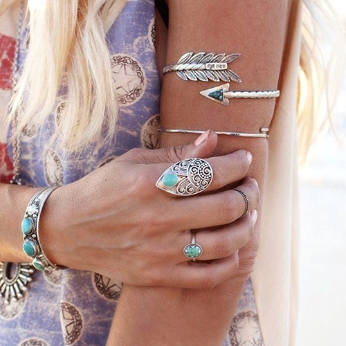 Vòng đeo bắp tay bằng kim loại đơn giản thời trang cho nữ