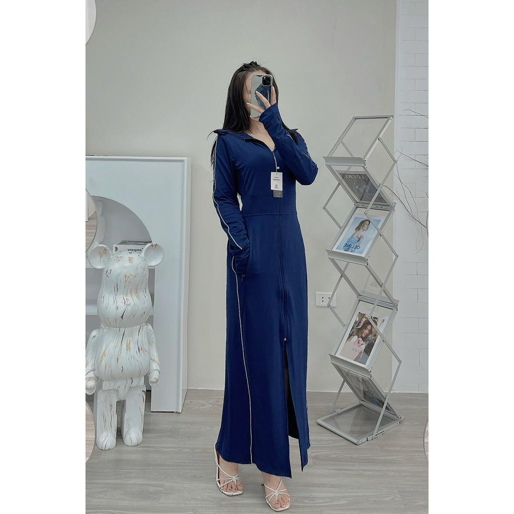 Áo nắng GUNO nữ dáng dài sọc tay mũ rời 2 lớp chống tia UV áo choàng chống nắng toàn thân 3HANU170