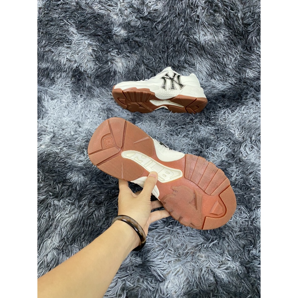 [CÓ SẴN - ẢNH THẬT] Giày thể thao nam nữ MLB.B ny, Giày màu trắng đế nâu hot full box - tặng kèm tất