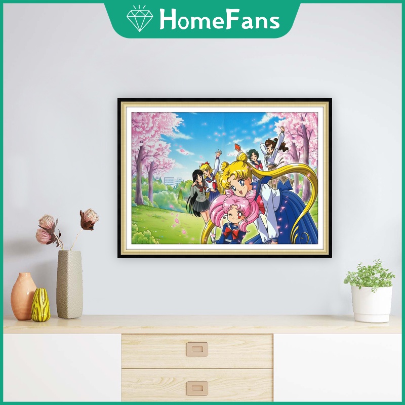 Bộ Tranh Đính Đá 5D Họa Tiết Hoạt Hình Thủy Thủ Mặt Trăng Độc Đáo Diy Dùng Trang Trí Nhà Cửa