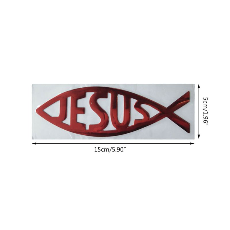 Đề Can Dán 3D Hình Chúa Jesus Và Cá Chống Thấm Nước Cho Xe Hơi LIDU1