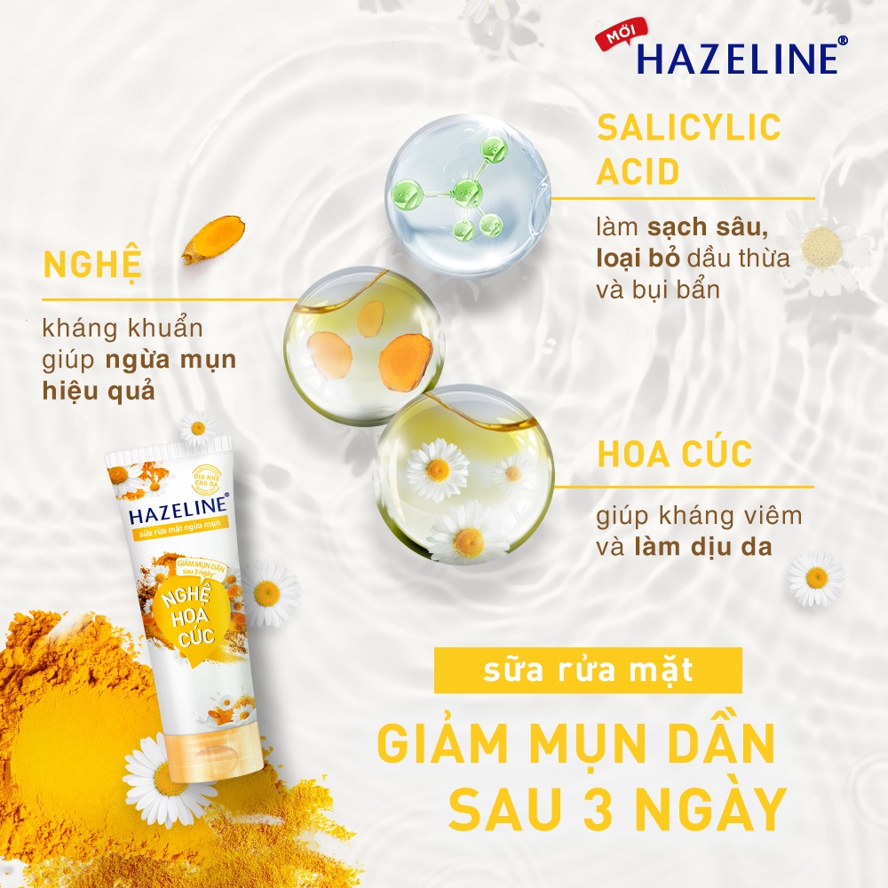 Combo 2 tuýp Sữa rửa mặt ngừa mụn Hazeline Nghệ Hoa Cúc 100g | BigBuy360 - bigbuy360.vn