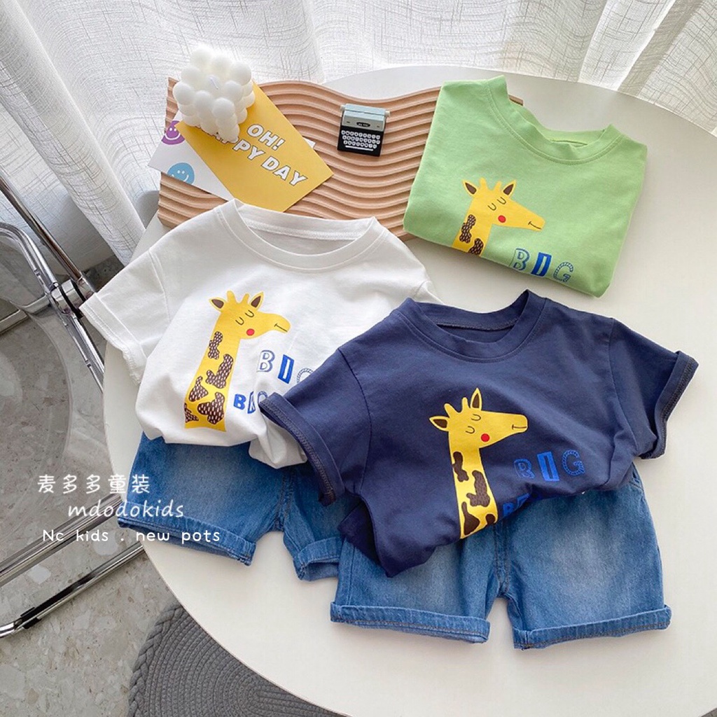 Áo Cộc Tay Cotton Phối Quần Jean Cho Bé Trai