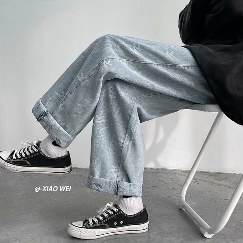 Quần Denim Ống Rộng Thời Trang Đơn Giản Dễ Phối Đồ Cho Nam quần baggy jean from rộng quần jean nam kiểu dáng hàn quốc fashion Quần ống suông