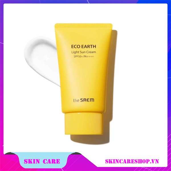 Kem Chống Nắng The Saem Eco Earth Light Sun Cream SPF50+ 50g - KCN Kem Chống Nắng The Saem Vàng