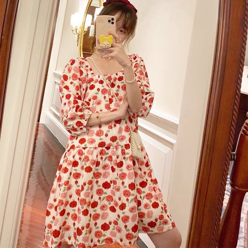 Đầm baby doll hoa hồng tuổi trẻ