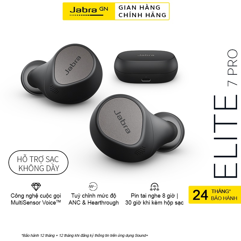 Tai Nghe True Wireless Jabra Elite 7 Pro Sạc Không Dây Chống Ồn ANC 4 Microphone - Hàng Chính Hãng