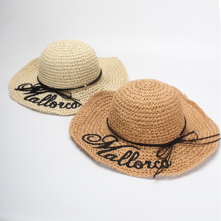 Nón đi biển Mallorca mũ cói nữ rộng vành mềm gấp gọn du lịch nàng thơ phong cách Hàn Quốc