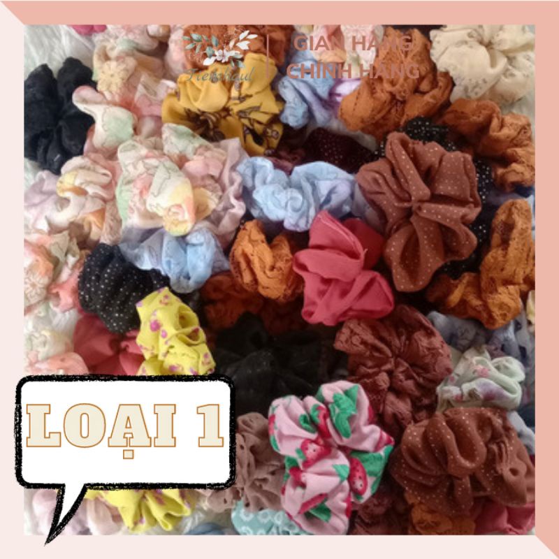 Chun buộc tóc đeo tay scrunchies hàn quốc,chun vải buộc tóc scrunchies 1k giao ngẫu nhiên