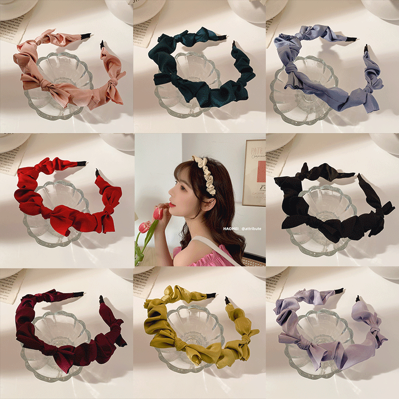 Korean Fashion Bowknot Satin Fabric Hair Hoop Cool In Summer