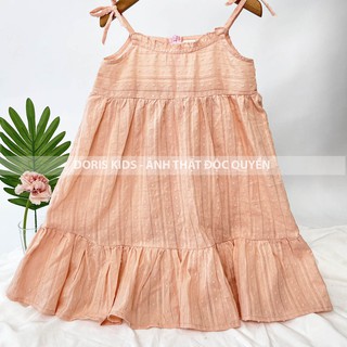 Đầm Bé Gái Hai Dây Dáng Maxi Hai Màu Vàng Hồng Doris Kids