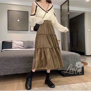 Chân váy dáng dài midi chất liệu NHUNG lì 3 tầng dáng xoè loại 1