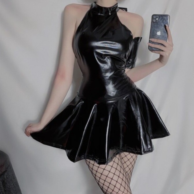 Váy da dáng xòe sexy cosplay gợi cảm kèm phụ kiện | BigBuy360 - bigbuy360.vn