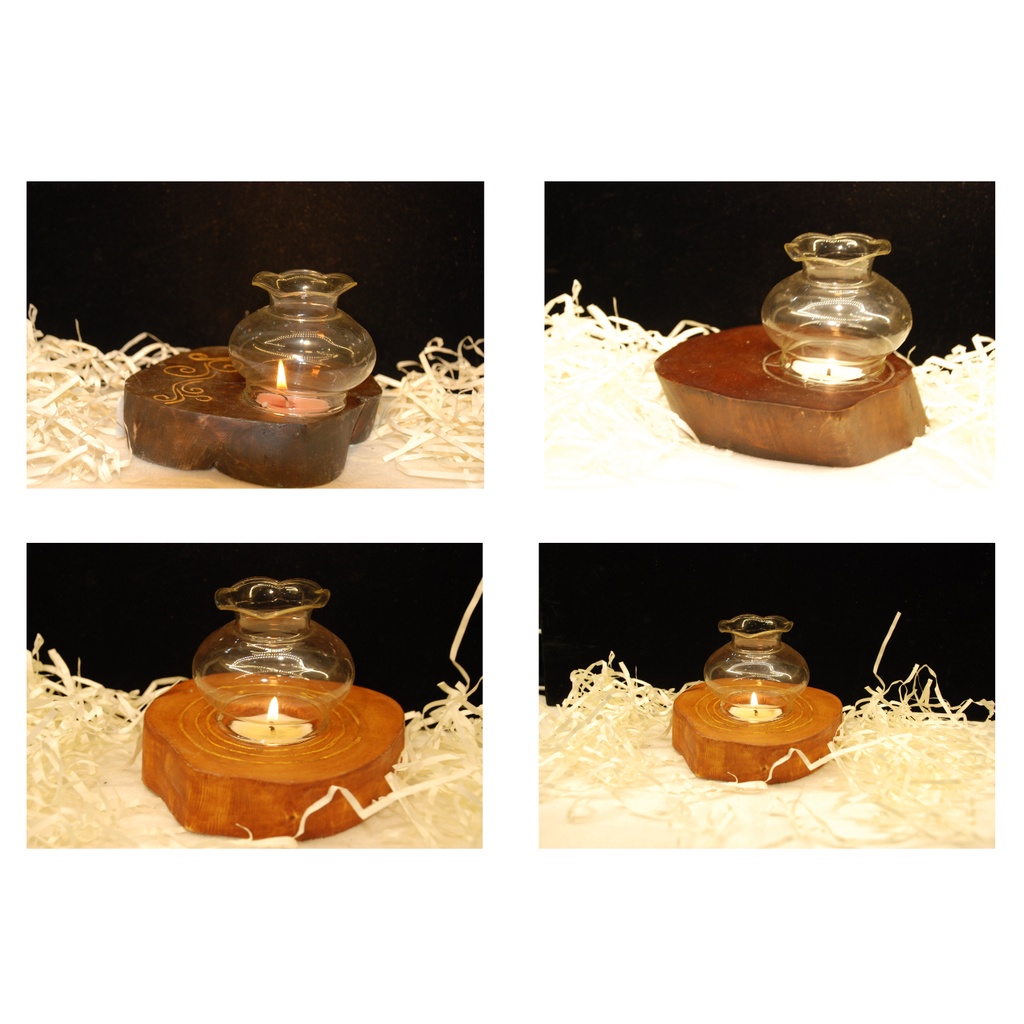 Bộ đế nến Tealight + chụp thủy tinh