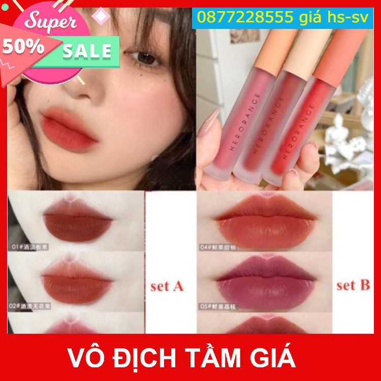 Son Môi Hero Orange Set B 3 Cây.Chất Son Mềm Cao Cấp Dễ Trang Điểm(giá sinh viên_học sinh)